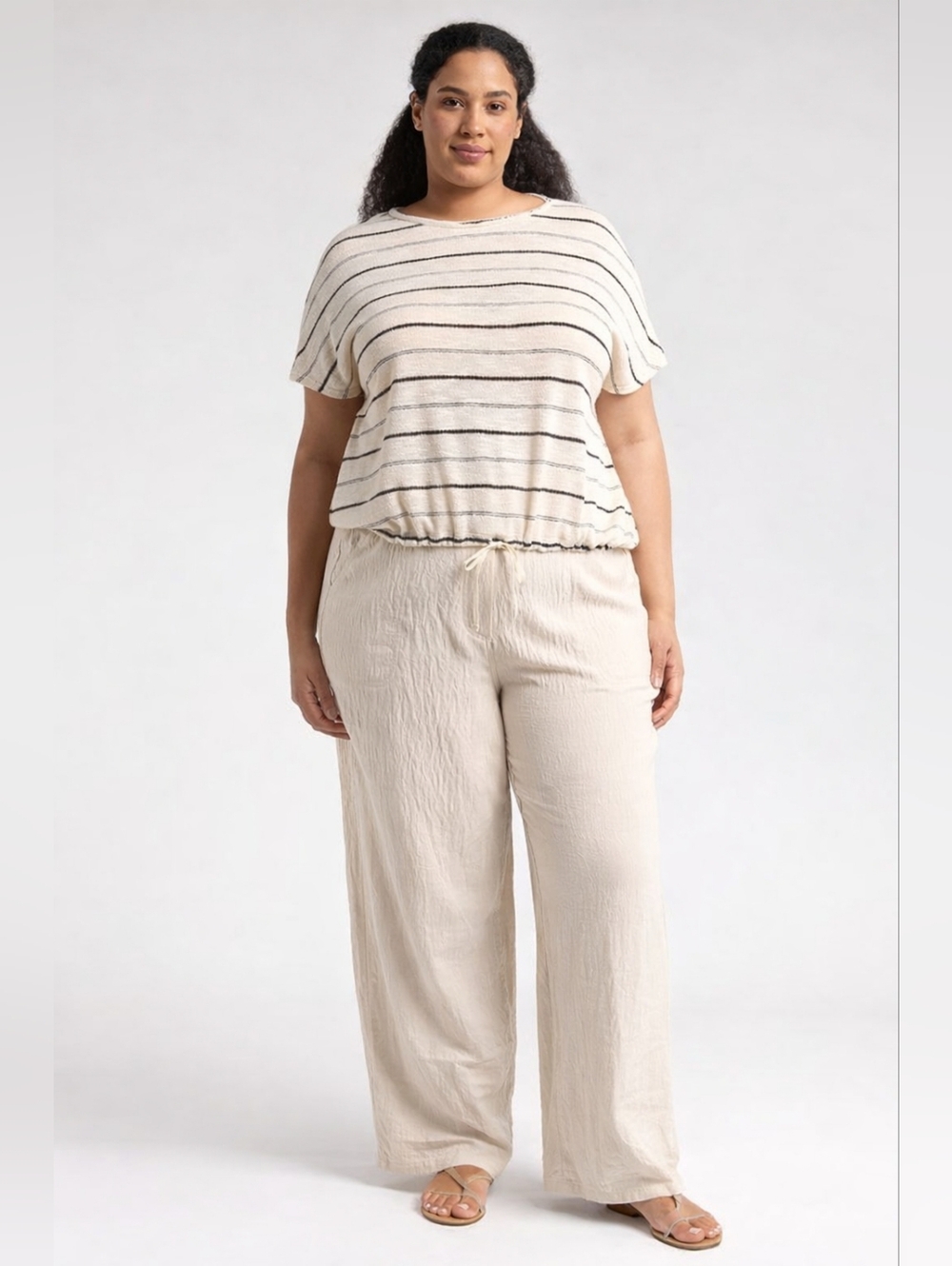 Max Studio Striped Dolman Cream and Black Bubble Hem Women's Top. NWT. SIZE 3X